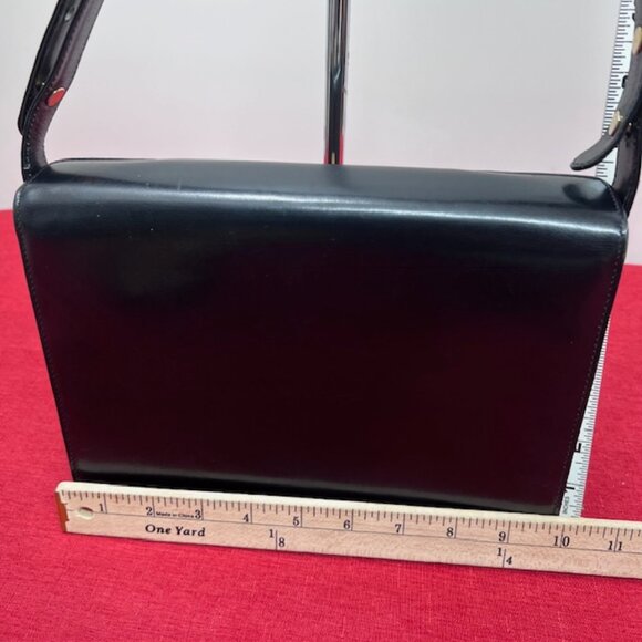 Classic Formal  Italian Black Leather  Bally Shoulder/Handbag + 100% /Silk scarf - Picture 7 of 16